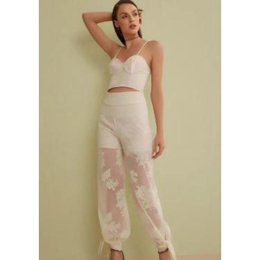 Imagem de Top Cropped Feminino de Alça Detalhe Renda - Iódice, Nude, M