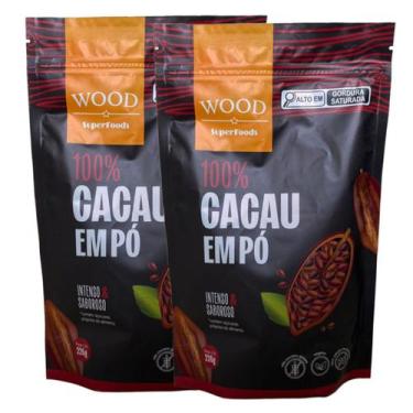 Imagem de Kit 2 Cacau Em Pó Alcalino Natural 100% Cacau 226g - Wood Superfoods