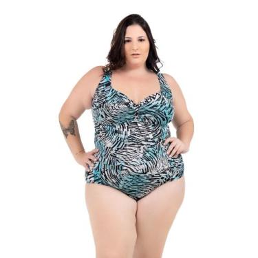 Imagem de Maiô Body Plus Size Hidroginástica Praia - Kosh, 54, Estampado