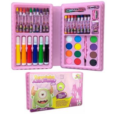 Imagem de Maleta De Pintura Estojo Infantil Rosa 31 Peças Para Colorir Com Canet