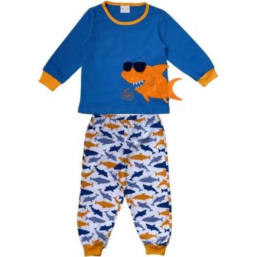 Imagem de Pijama Infantil Interativo Menino P, Tubarão Aventureiro Azul  - Bella