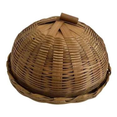 Imagem de Porta Bolo Pão Boleira Com Tampa Palha Bandeja Bambu Pães 15x30x30 - F