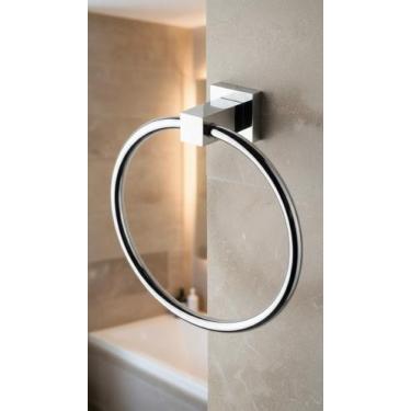Imagem de Porta Toalha Argola Quadrado Metal Cromado - Congratulations Store