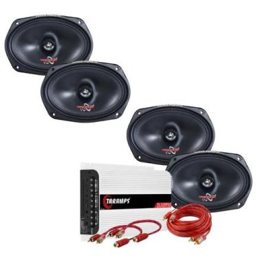 Imagem de Kit 2 pares alto falante hard power woofer hp 280mb 6x9 pol + módulo t