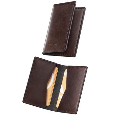 Imagem de Porta-cartões de visita VULKIT Vintage Espresso Slim 10,6x6,8x0,6cm