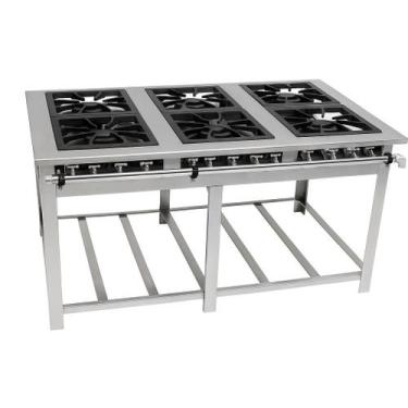 Imagem de Fogão Industrial a Gás Maxi Inox 6 Bocas Duplas - Venâncio
