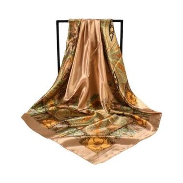 Imagem de Lenço De Seda Grande Com Estampa Vintage Versátil Para Primavera, Lenç