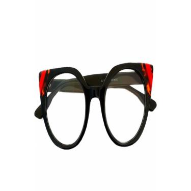Imagem de Armação De Óculos Para Grau Feminina Quadrada Havena Preta-Feminino