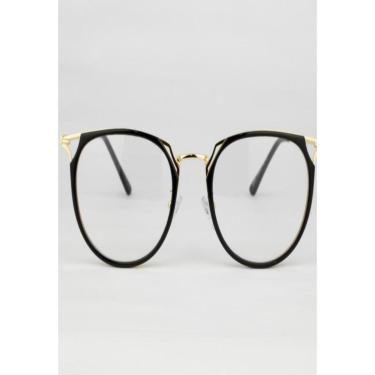 Imagem de Armação De Óculos Para Grau Feminina Redonda Galix Preta-Feminino