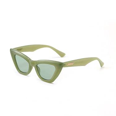 Imagem de Legou Óculos De Sol Feminino,Vintage Olho De Gato Proteção Uv 400 Triângulo Moda Espelhado óculos De Sol Fashion Hippie - Verde
