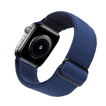 Imagem de Pulseira de relógio Arae esportiva para Apple Watch séries 9, 8, 7, 6, 5, 4, SE, 3, 2, 1, Ultra 1 e 2 de 49 mm, 45 mm, 44 e 42 mm, elástica, confortável e ajustável, para mulheres e homens – azul