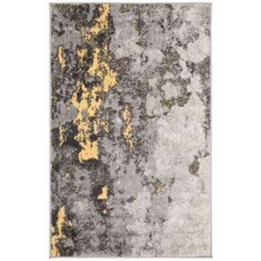 Imagem de SAFAVIEH Adirondack Collection ADR134H Tapete moderno abstrato sem queda para sala de estar, quarto, 6 x 10 cm, cinza/amarelo