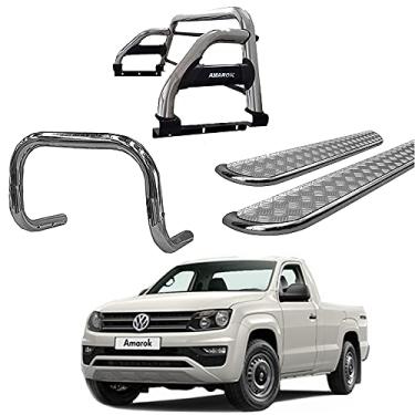 Imagem de Kit Quebra Mato +Estribo CHAPA +Santo A. H2 AMAROK CS CROMO