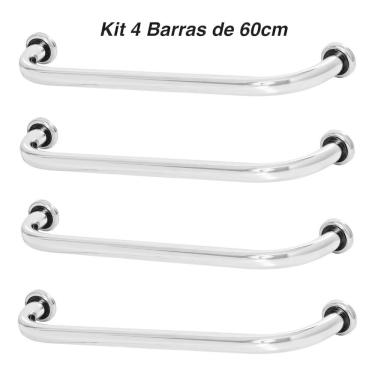 Imagem de Kit 4 Barras De Apoio 60cm De Idoso Para Banheiro