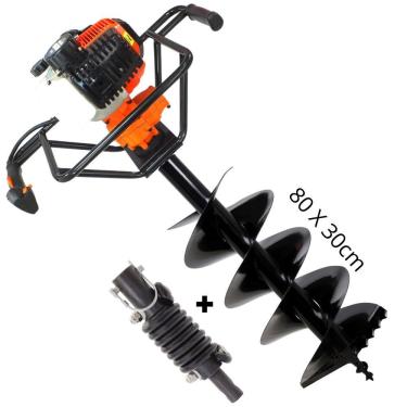 Imagem de Perfurador de Solo Vulcan Trent VPS520 2T 52cc 2,5hp Alta Potência Com Arranque Manual e Mola Retrátil + Broca 80x30cm + Amortecedor Kawashima