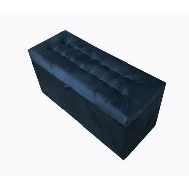 Imagem de Puff Baú Estofado Retangular - 68 Cm - Azul Marinho - 100% Mdf