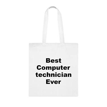 Imagem de Bolsa tote técnica de computador, a melhor bolsa de técnicos de computação, presente de técnicos de computador, bolsa de ombro de técnicos de computador, bolsas reutilizáveis de técnicos de computador, ideia de de Natal, Branco