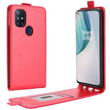 Imagem de YUNCHAO Caixa de telefone Para oneplus nord n10 5g r64 textura Única caixa de proteção vertical de couro vertical com slots de cartão e moldura de fotos capa para celular