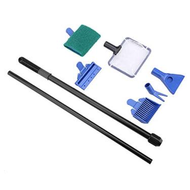 Imagem de HEEPDD Escova de limpeza para tanque de peixes, 5 em 1 destacável retrátil kit de limpeza de aquário escova de tanque de peixes limpador de algas de cascalho ferramenta de peixe para aquário