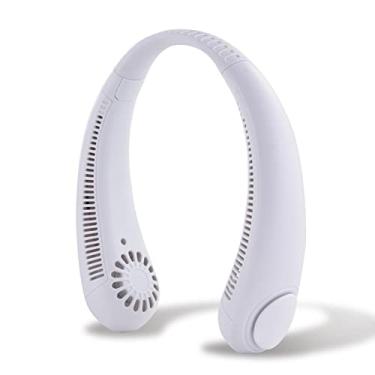 Imagem de pescoço, ventilador sem lâmina para mãos livres, ventilador pessoal resfriamento portátil, pescoço com design fone ouvido recarregável ajustável, ventilador usável alimentado por USB para ambientes externos internos