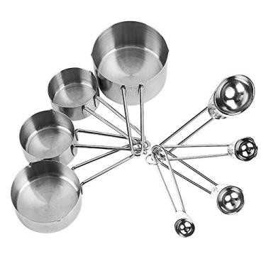 Imagem de Conjunto de 8 copos medidores de aço inoxidável 18/8(304) Material de aço Açúcar pesado Café Leite Utensílios de cozinha Ferramenta de cozimento