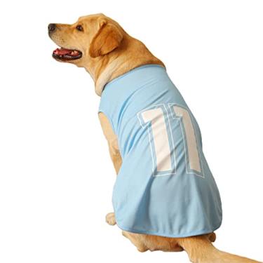 Imagem de JENPECH Camiseta regata para animais de estimação grande colete para cães roupas laváveis super macio azul lago 2GG