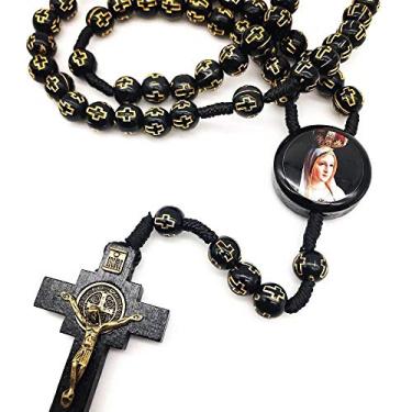 Imagem de Terço Maria Passa na Frente Madeira no Cordão