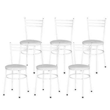 Imagem de Jogo 6 Cadeiras Para Cozinha Epoxi Branca - Lamar Design