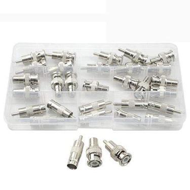 Imagem de XLX 30 peças BNC macho para RCA macho (10 peças) + BNC fêmea para RCA macho (10 peças) + BNC macho para RCA fêmea (10 peças) conectores plugue metal à prova d'água kit de conversão de conexão