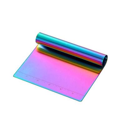 Imagem de Raspador de banco, raspador de massa Dongbo para massa de pastel de pizza e pão, raspador de alimentos multifuncional, ferramentas de cozimento com marcas de medição, arco-íris