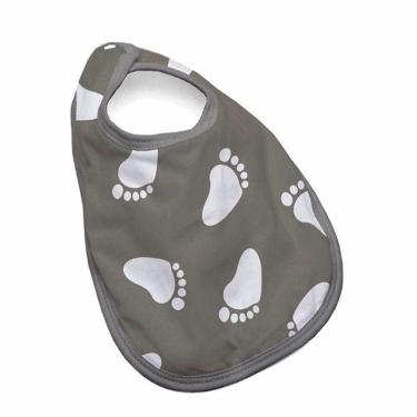 Imagem de Babador Tecebem Baby Kinder Impermeável C/ Botão Mia Cinza