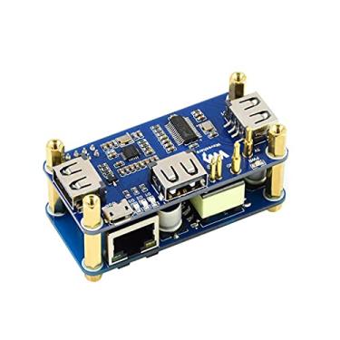 Imagem de Chapéu PoE Ethernet/USB HUB para Raspberry Pi Zero/Zero W/Zero WH, 3 portas USB 2.0, porta RJ45 de 10 m/100 m, compatível com 802.3af
