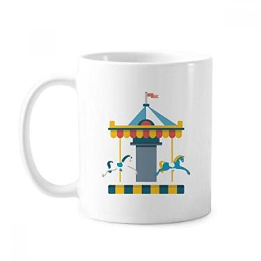 Imagem de Incrível caneca engraçada de cerâmica com ilustração de carrossel de cerâmica para café e porcelana