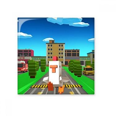 Imagem de Quebra-cabeça dos desenhos animados ChickenGo Pixel Game Cerâmica Bisque Azulejos de Cerâmica Decoração de Banheiro Cozinha Azulejos de Parede
