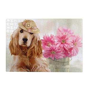 Imagem de Quebra-cabeças de 500 peças para adultos - Flor de cachorro Cocker Spaniel inglês