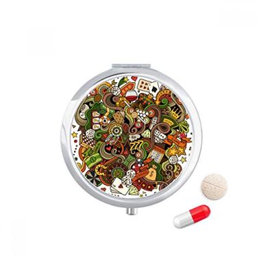 Imagem de Casino Bar Poker Card Chips Jackpot Ilustração Estojo de Comprimidos Bolso Caixa de Armazenamento de Remédios Dispensador de Recipiente