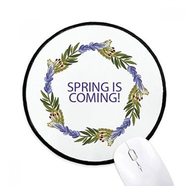 Imagem de DIYthinker Guirlanda redonda azul flor planta mouse pad desktop escritório tapete redondo para computador
