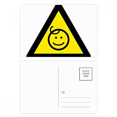 Imagem de Símbolo de aviso amarelo preto crianças triângulo protegido conjunto de cartão postal aniversário correio cartão de agradecimento