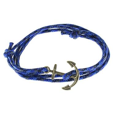 Imagem de West Coast Paracord Pulseiras masculinas ajustáveis com âncora náutica e anzol - Disponível em uma variedade de acabamentos e cores - Feito de corda de nylon, One Size, Nylon Bronze