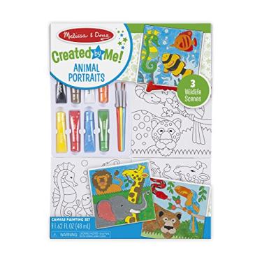 Imagem de Melissa & Doug Conjunto de pintura em tela: animais - 3 telas, 8 tubos de tinta