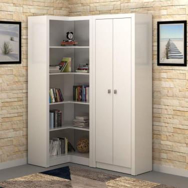 Imagem de Conjunto para Escritório 1 Armário 2 Portas ME4105 1 Armário de Canto ME4132 Tecno Mobili Branco