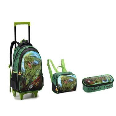 Imagem de Kit Escolar Mochila Com Rodinhas Menino Dinossauro 2023