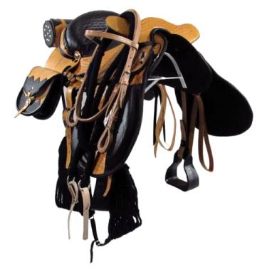 Imagem de Sela De Cabeça M.M Natural e Preto C/Alforje Porta Whisky