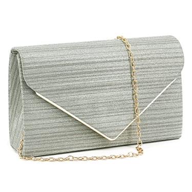 Imagem de Naimo Bolsa de couro envernizado brilhante envelope clutch com aba para noite dobrável, bolsa clássica para festa de casamento, Glitter verde, One Size