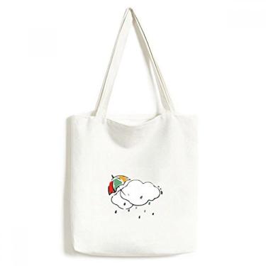 Imagem de Guarda-chuva Weather Cloud Ilustration Pattern Tote Canvas Bag Shopping Satchel Casual Bolsa