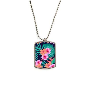 Imagem de Colar para animais de estimação com pingente de corrente de aço inoxidável com folha de flor e céu azul