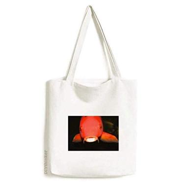 Imagem de Bolsa de lona com estampa de peixe vermelho, bolsa de compras, bolsa casual