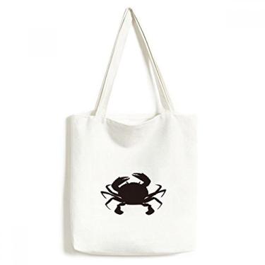 Imagem de Bolsa de lona preta com estampa de caranguejo marítimo bolsa de compras casual