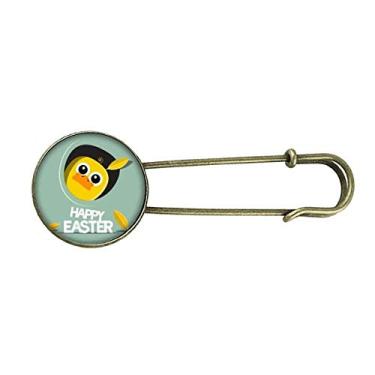 Imagem de Broche de metal retrô de cultura de galinha amarela Happy Easter Festival