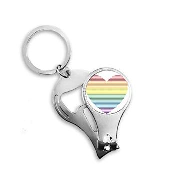 Imagem de Arco-íris Gay LGBT Alinhado Coração LGBT Chaveiro Abridor de Garrafa Cortador